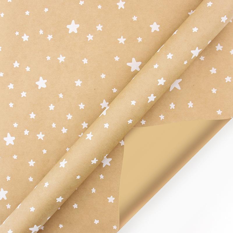 300x43cm Christmas Gift Wrapping Packing Paper Snowflake Tree Elk Pattern Retro Kraft Craft Paper Wedding Birthday Party Decor