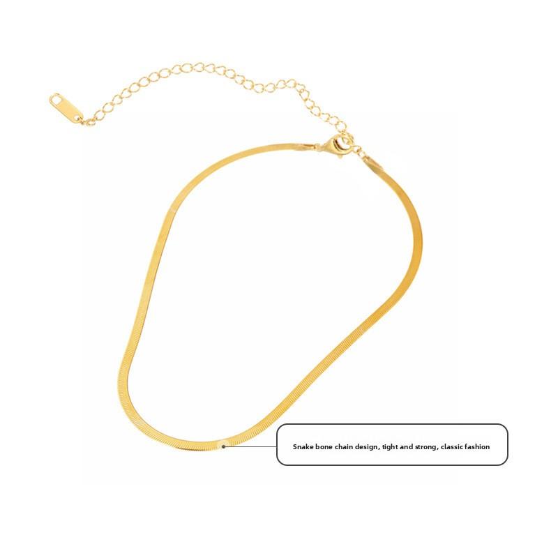 925 Sterling Silver Necklace Italian Style Flat Snake Bone Chain Women's High Sense Summer Collarbone Chain Jewelry