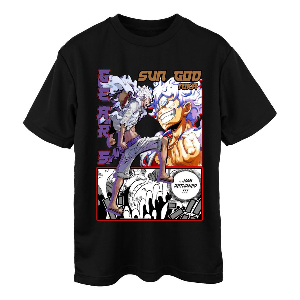 ONE PIECE Nika Luffy Gear 5 Anime Men Women Summer T-shirt Harajuku Oversized Retro Short-sleeved Loose Casual Comfort Y2k Top