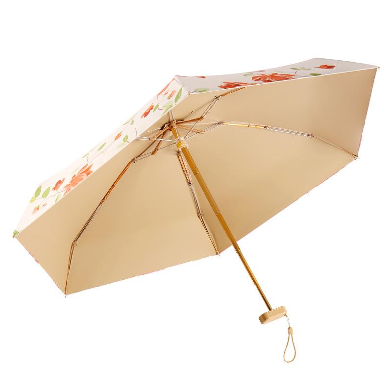 New sunscreen sun umbrella women's weather and rain color glue folded 50% small portable umbrella shade umbrella