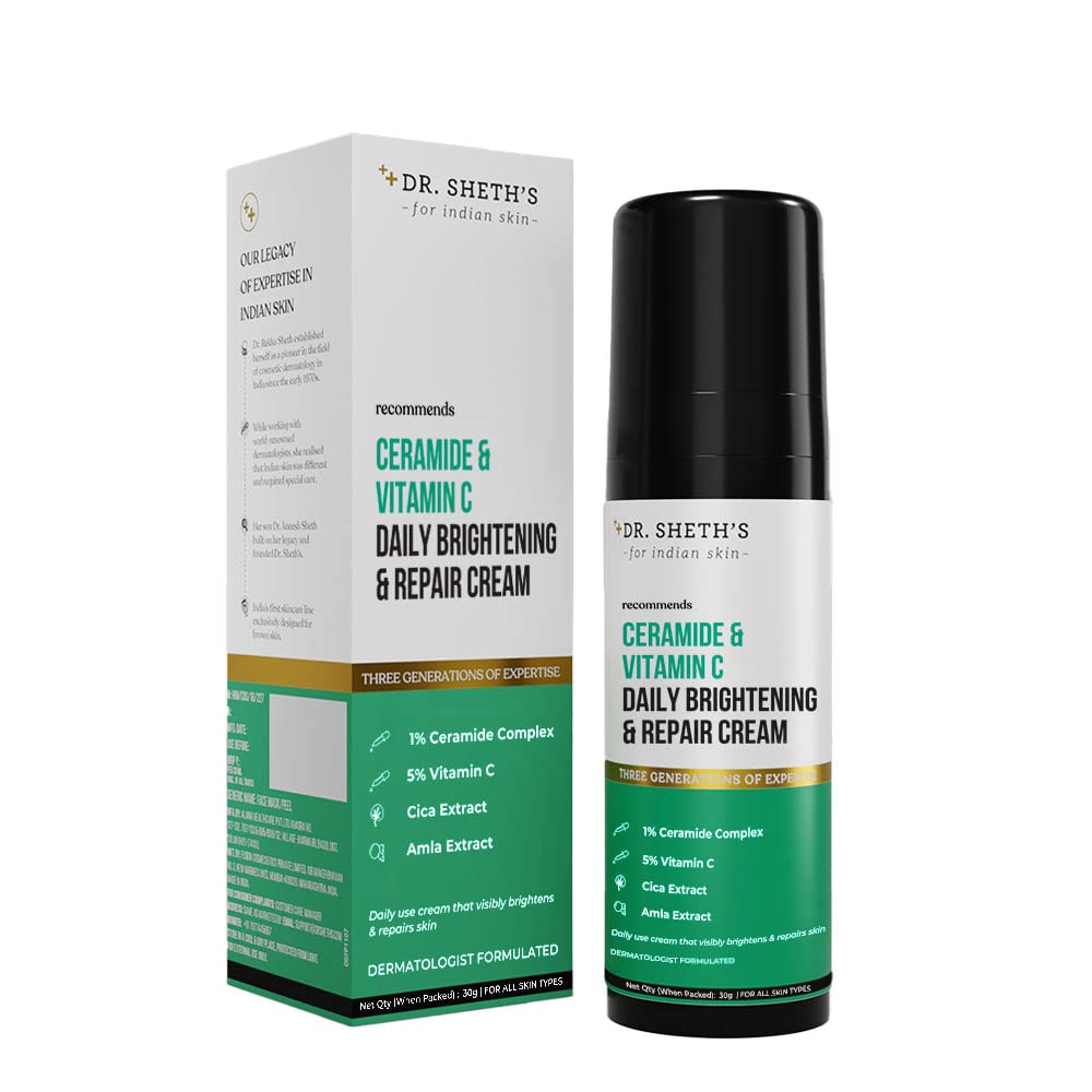 Доктор. Крем для лица Sheth S Ceramide Daily Brightening Repair с витамином C, центеллой азиатской и амлой 30 г