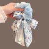 Hair Tie Floral Print Bowknot Ribbon Hair Rope Easy to Wear Bun Half-Tied Hairstyles Ponytail Holder Hair Accessory