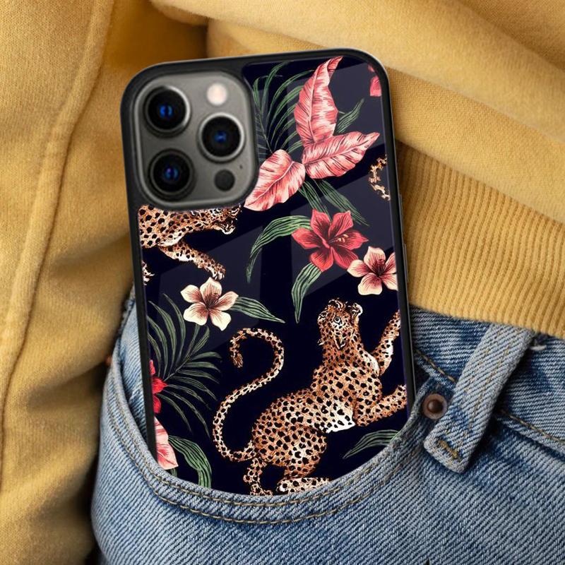 Luxury Tiger Leopard Soft Phone Case for iPhone 17 Air 16e Pro max 15 Pro 13 14 Plus 11 12 MagSafe Magnetic Coque