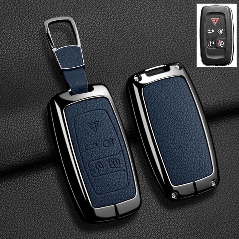 Car Key Case Cover For Land Rover Sport Freelander Discovery 4 Range Rover Sport LR4 2010-2012 Zinc Alloy Leather Auto Keychain