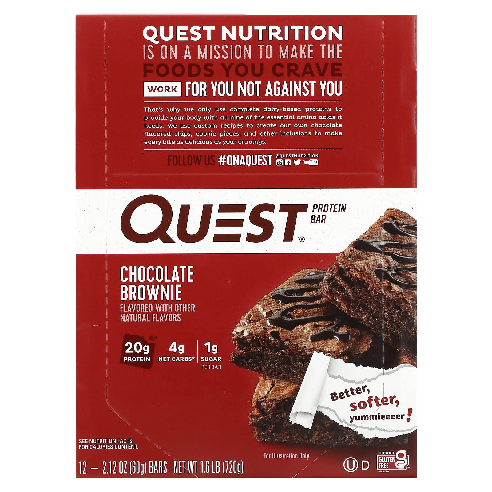

Quest Nutrition, Протеїновий батончик, Шоколадний брауні, 12 батончиків, 60 г (2,12 унції) Кожен