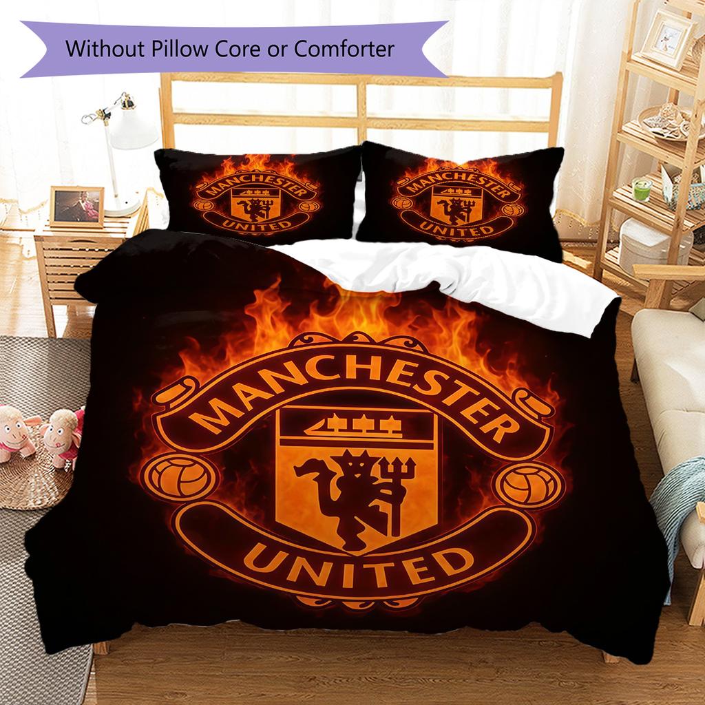 Man Utd Sängkläder Täcke Set Örngott Kuddfodral Heminredning Födelsedagspresent (1 * påslakan + 2 * örngott, utan kärna)