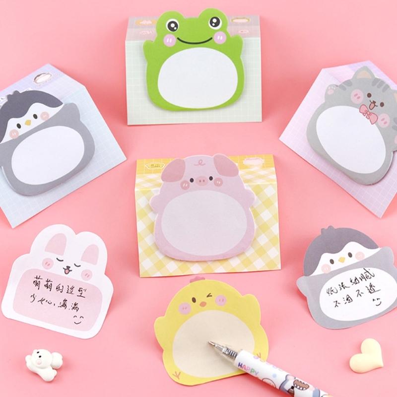 160 Sheets Animal Notes Paper Adheive Notes Pad Pocket Notepads Pocket Memo Pad for Writing Journaling Noting 60x58mm