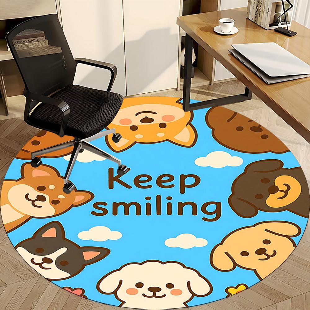 1pc Puppy Smile Office Round Area Rug,  Mat Suitable ForOffice, Under Office Chairs Bedroom Living Room Home Decor, Room Deco
