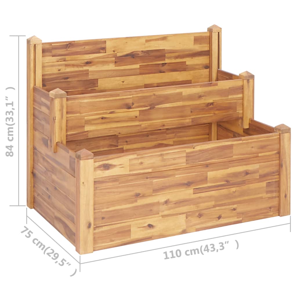 Two Tier Plant Pot 110 X 75 X 84 Cm Solid Acacia Wood