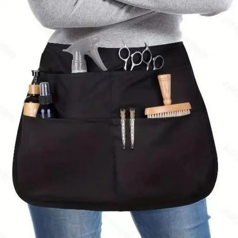 56*40cm Hair Stylist Half Apron with Adjustable 5 Pockets Belt Waterproof Professional Barbers Hairdresser Tools Storage Apron
