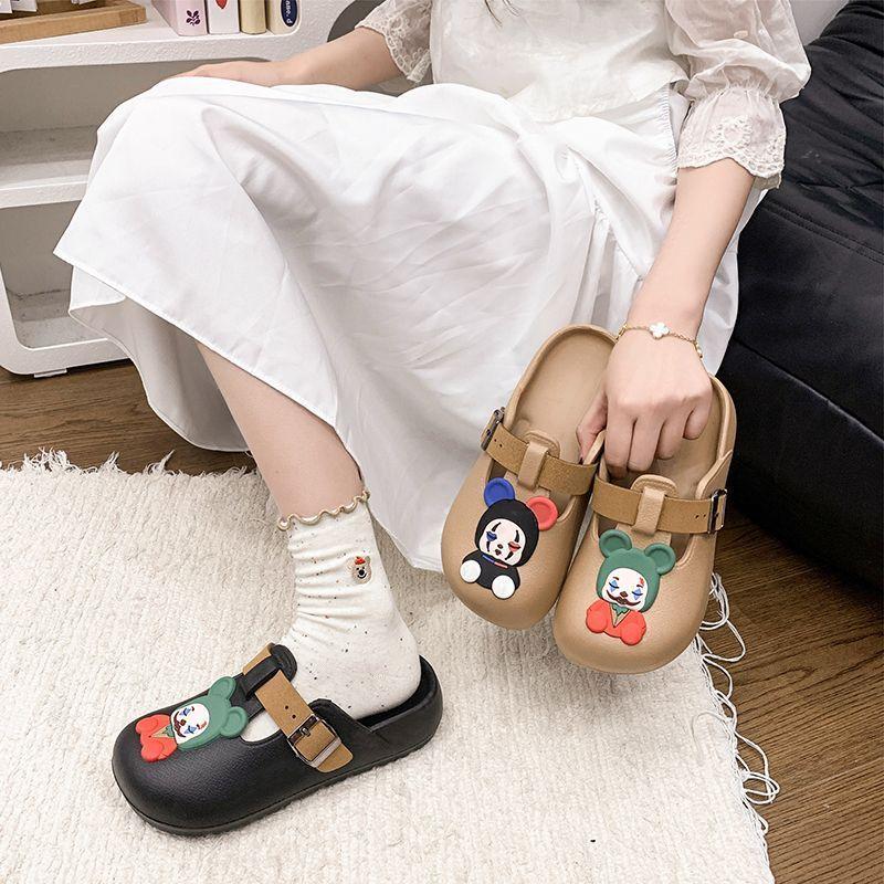 Baotou Half Slippers Women Wear Summer Thick-soled Sandals 2025 New Fashion Cartoon Cool Slippers Women