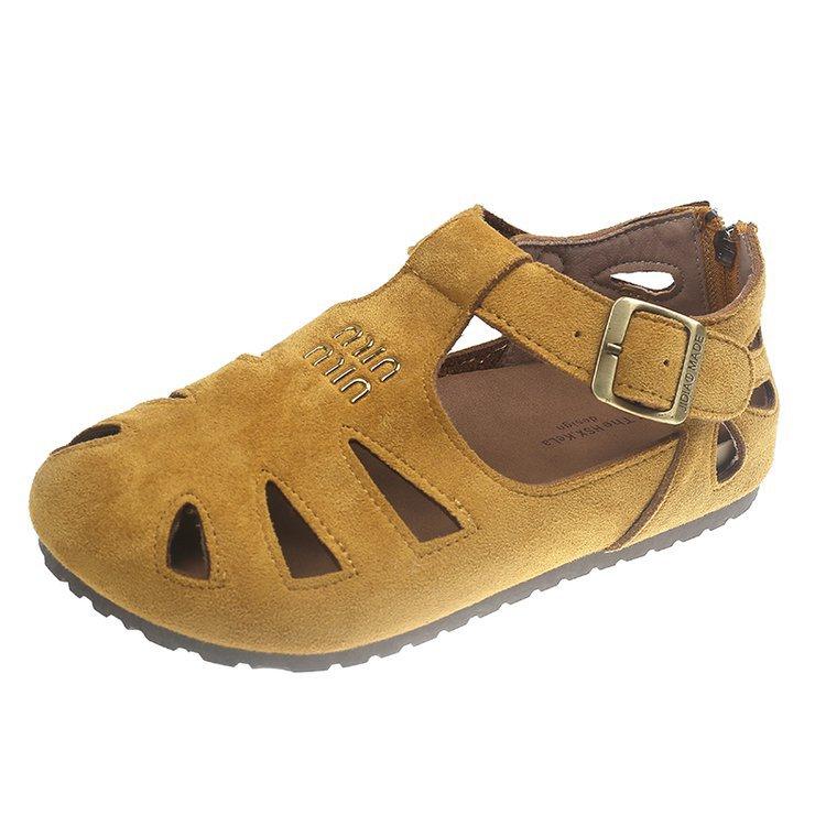 Soft leather version~ Baotou sandals women's 2025 summer new Roman women's shoes Korean versatile hollow beach pig cage shoes