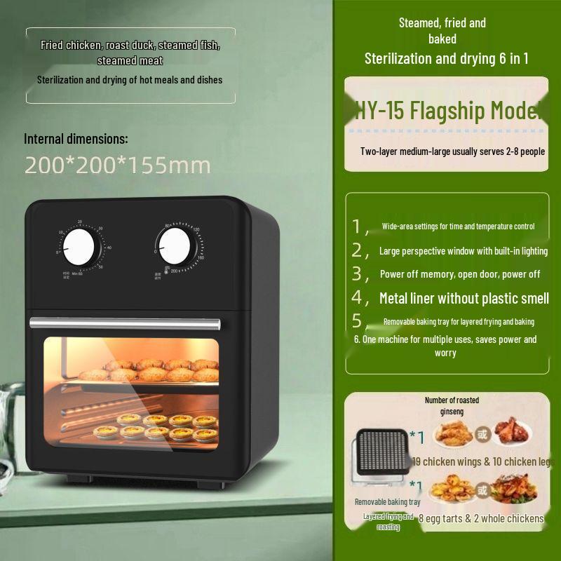 Multifunctional Electric Oven Air Fryer with Visual Window and Large Capacity for Home Baking