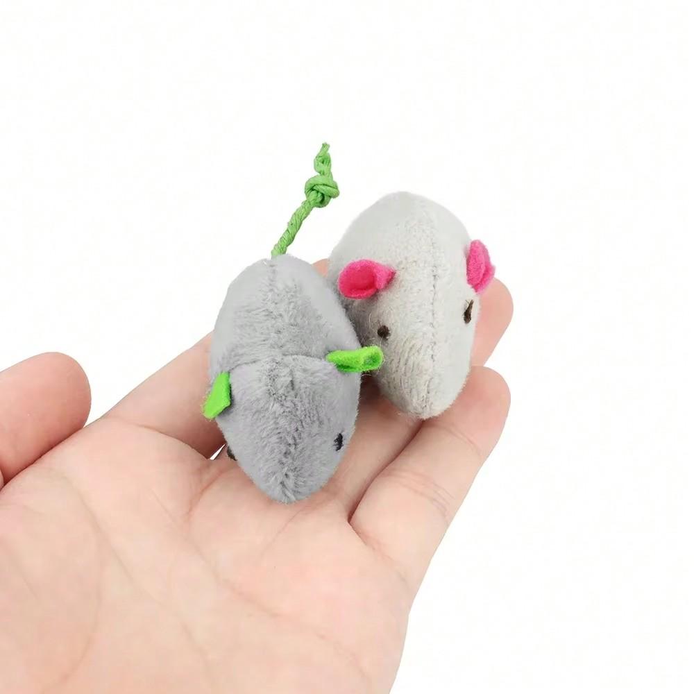 Set Rattle Cat Mouse Toy Imitation Fur Cat Mouse Toy Interactive Cat Game Toy Indoor Cat Toy