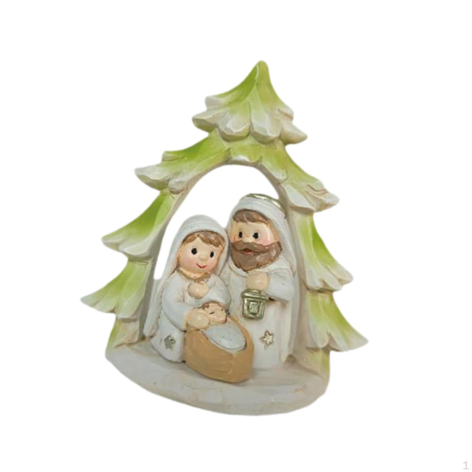 

Small Christmas Nativity Figurine Holy Family Statue Ornament Collection Tree Backdrop for