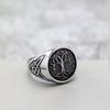 Vintage Polished Stainless Steel Men's Ring Viking Tree Of Life Wide Band