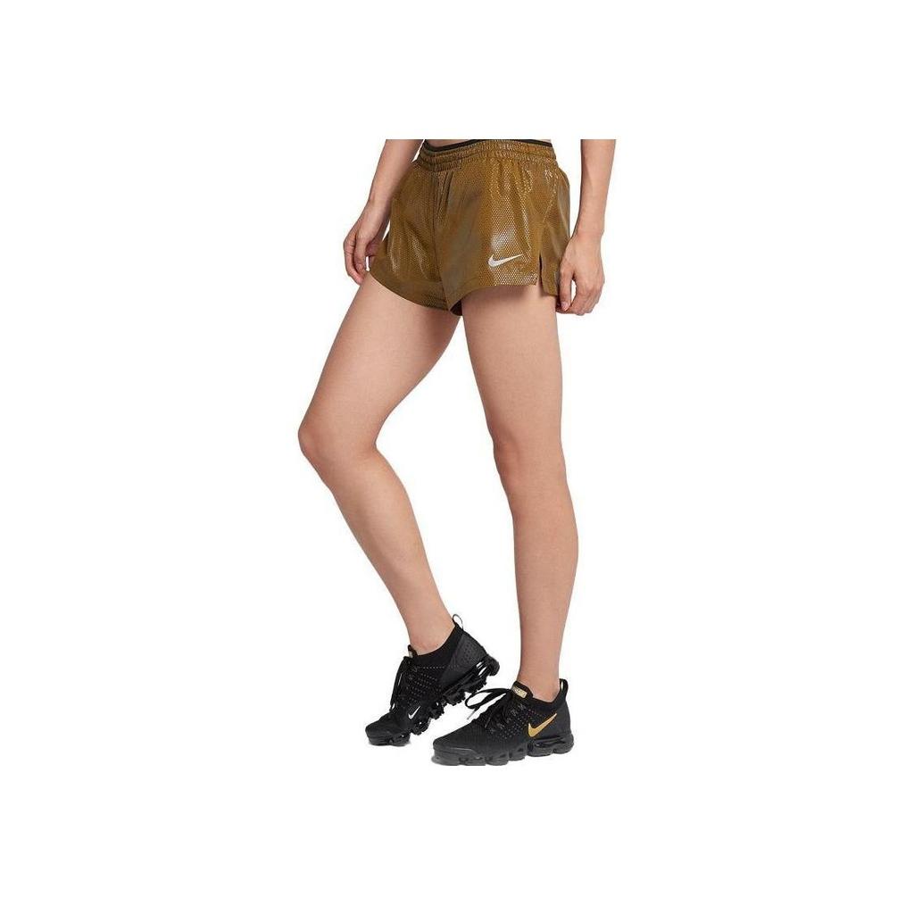 Nike Logo Print Elastic Straight Leg Shorts Women Shorts Brown AR2026-707