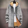 New Jacket: Multi-colored Pattern Elements, Zipper Hooded Cardigan, Thickened Winter Fleece Padded Clothes, Yellow Lining, Trendy Cotton Clothes