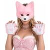 Faux Fur Cat Fox Mask Tail Paw Gloves Set Therian Costume Kit for Women Girls Adult Halloween Cosplay Masquerade Party
