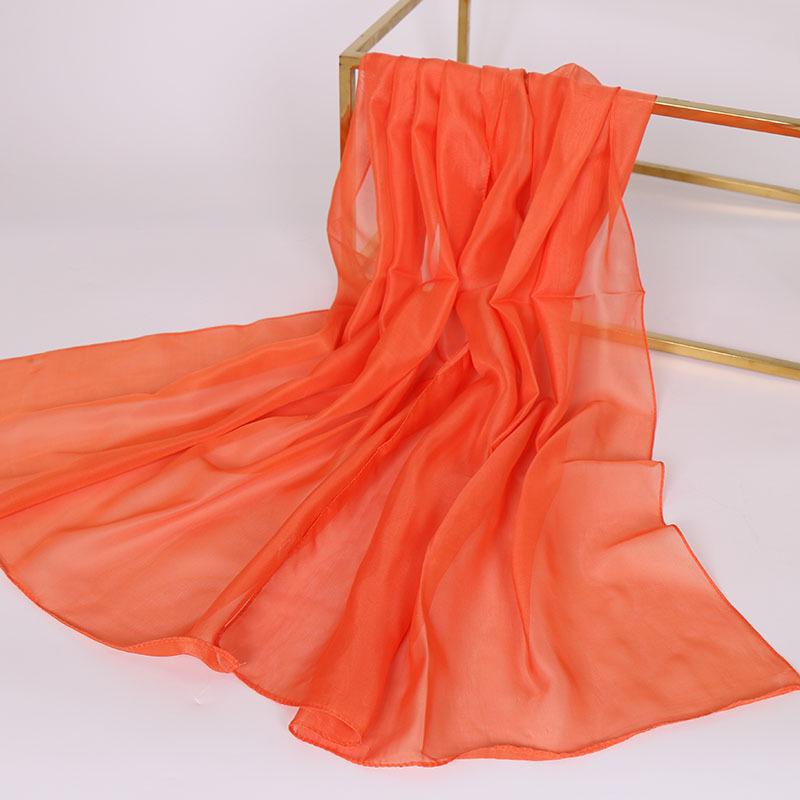 China Red Solid Color Chiffon Small Silk Scarf Women's Small Gifts, Thin Big Red Children's Day Gifts