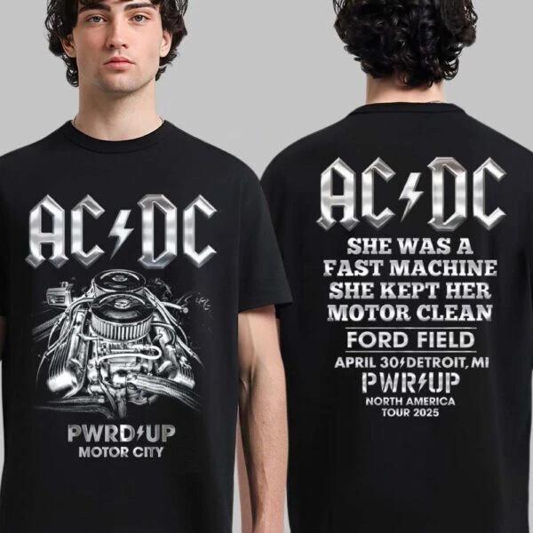 AC DC PWR UP 2025 Australian Tour Product Tshirt Summer Mens Womens Casual Fashion Breathable Pure Cotton Tshirt