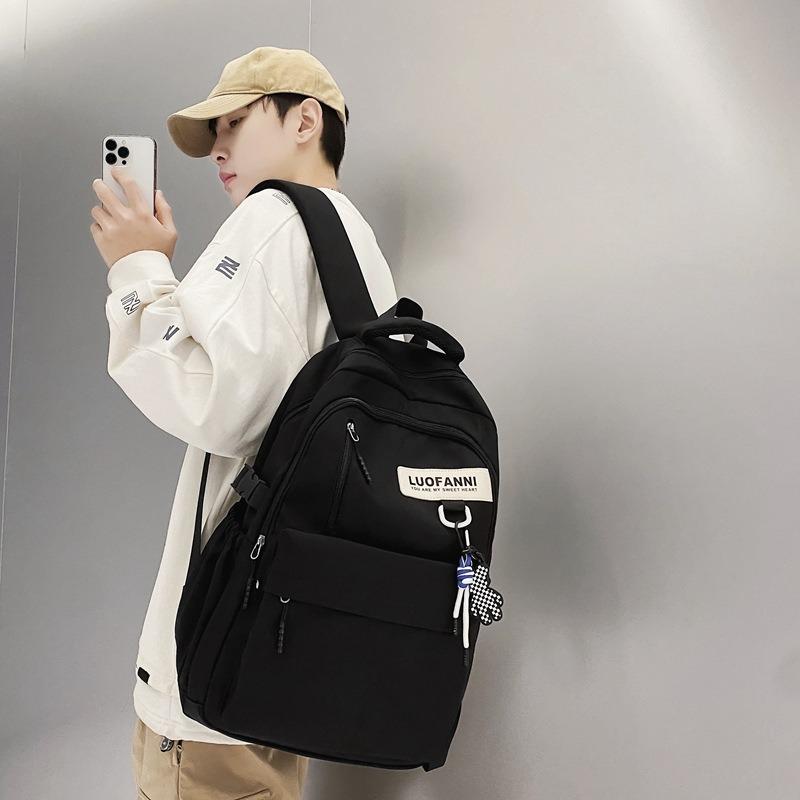Simple schoolbag, boys, college students, high school students, large-capacity girls, backpack, college style, Korean version, couple backpack.