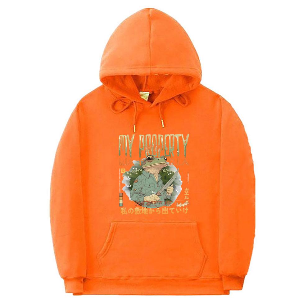 Hippity Hoppity Get Off My Property Frog Hoodie Unisex Japanese Vintage Casual Oversized Tracksuit  Fashion Sweatshirt