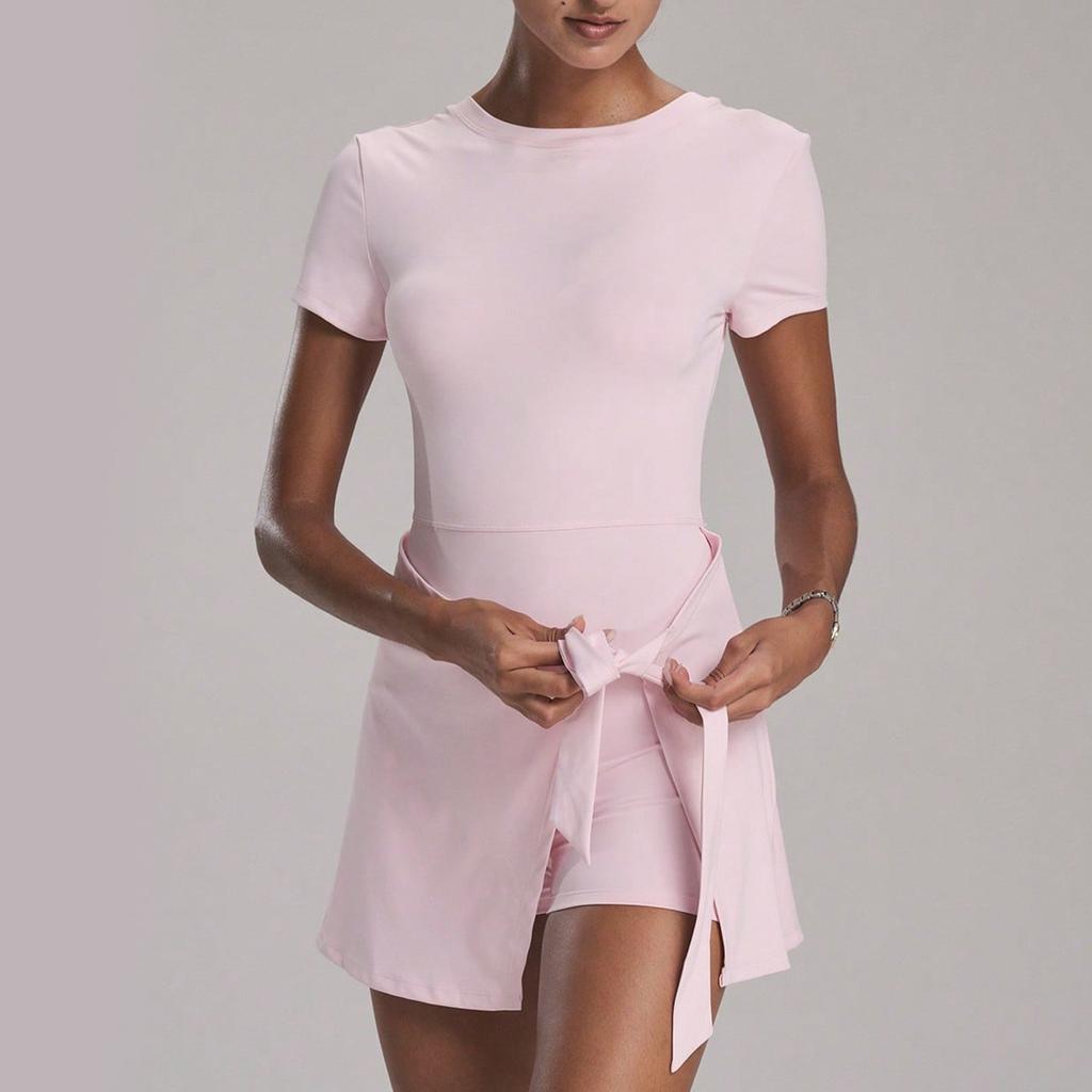 Yoga One-Piece Short Skirt Tight Back Fake Two-Piece Outdoor Fitness Anti-Light Sports Tennis Skirt Women