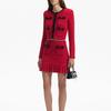 Self-Portrait Single-Breasted Round Neck Solid Color Long Sleeve Jacket Cropped Top Women jackets Burgundy SWF351M01400