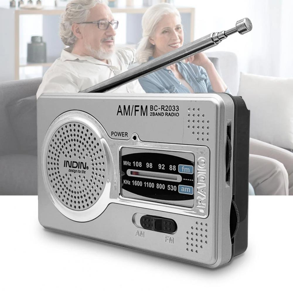 AM FM Radio Pocket Radio AM FM Transistor Radio DSP Chip Portable Pocket Mini Radio with Loudspeaker Headphone Jack Silver Gray