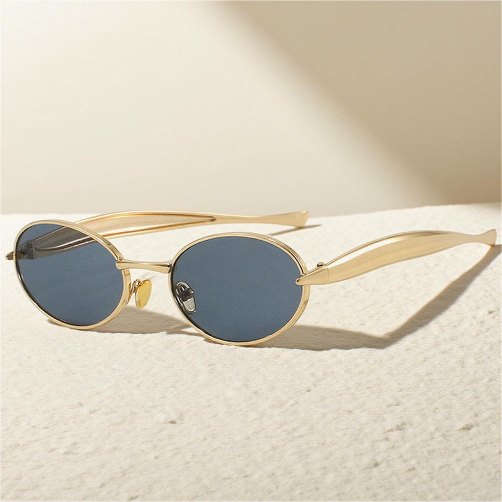 Luxury Brand Y2K Oval Frame Sunglasses Women for Men Vintage Sun Glasses Luxury Brand UV400 Punk Popular Metal Eyeglasses