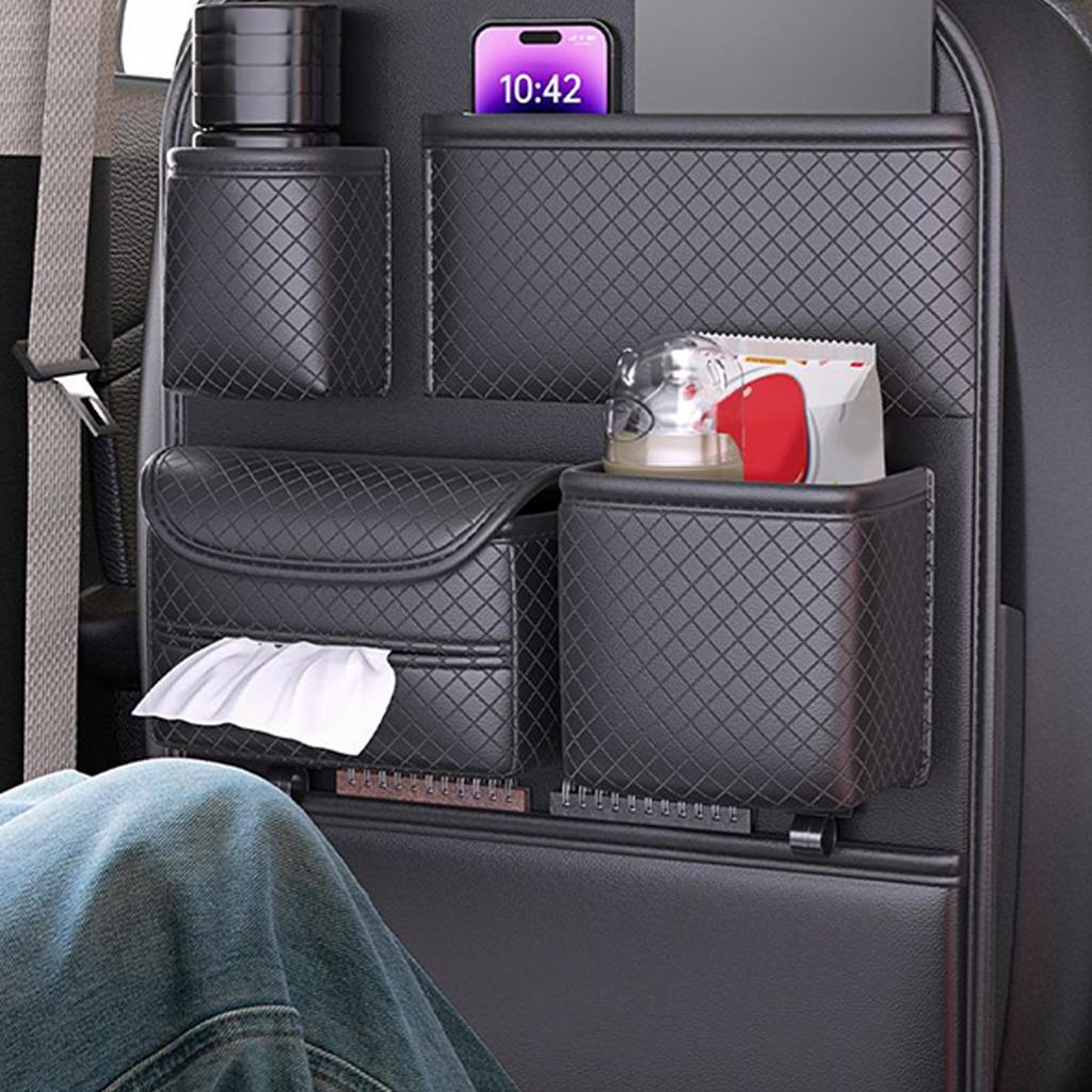 Backseat Storage Organizer For Car Seat Back Storage Pockets Car Organizer Space-Saving Pouch Adjustable Design For Water Bottle