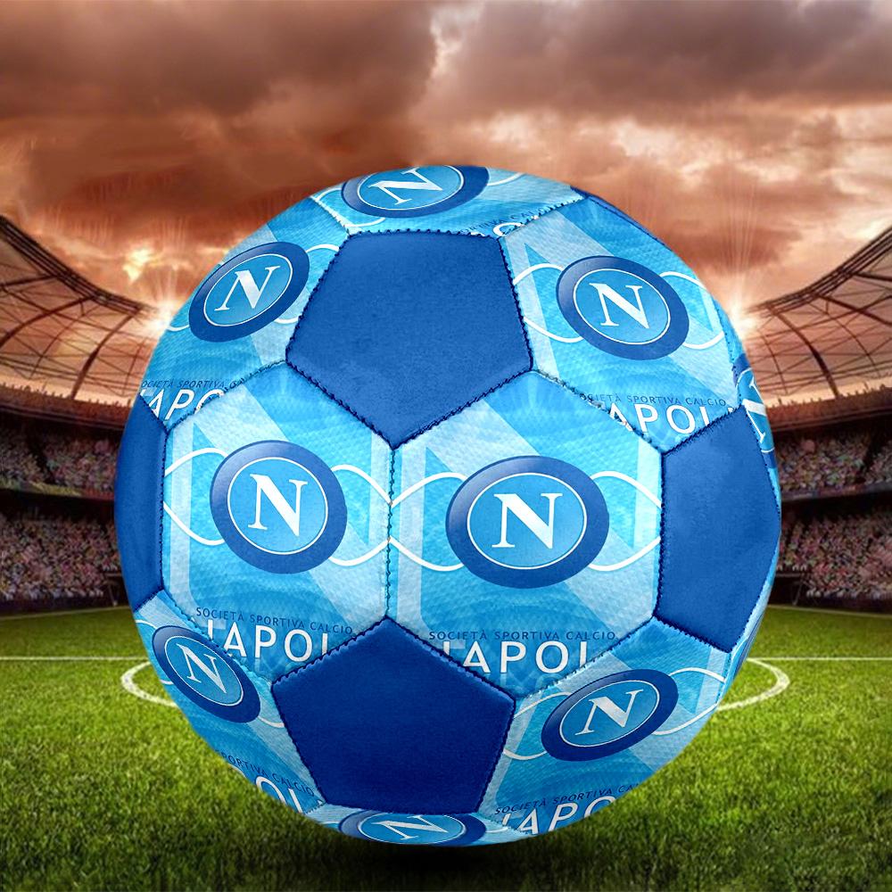 Pallone Calcio a 5 Napoli FC Colorato Per Tutte le Età Misura 5 Cucito a Macchina PVC Pronto per la Competizione Resistente Alto Rimbalzo