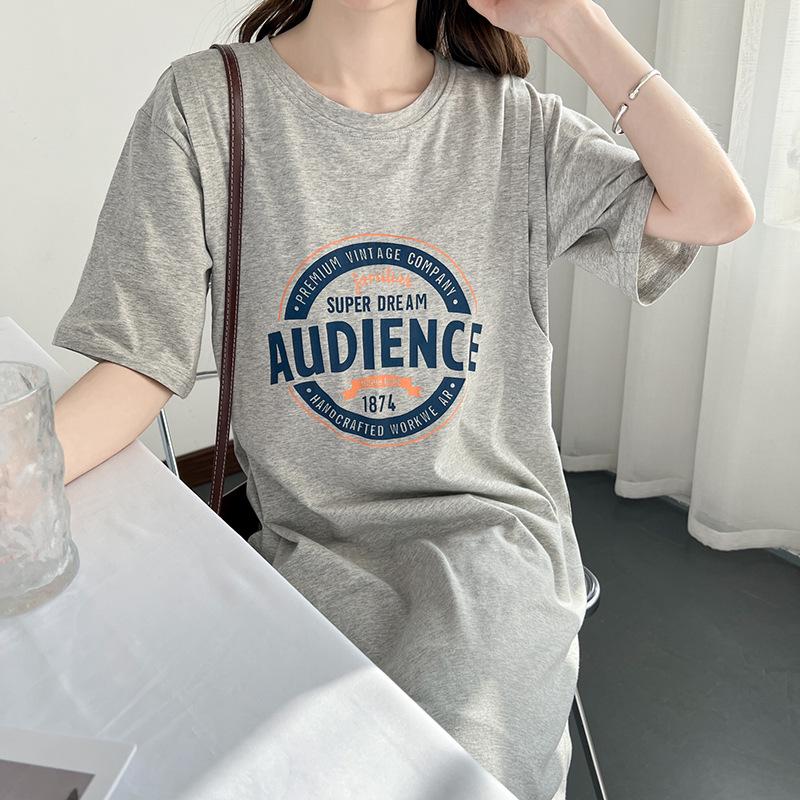 Pure Cotton Short Sleeve Breastfeeding Dress - Mid-Length Maternity/Postpartum Nightdress for Hot Mom Style