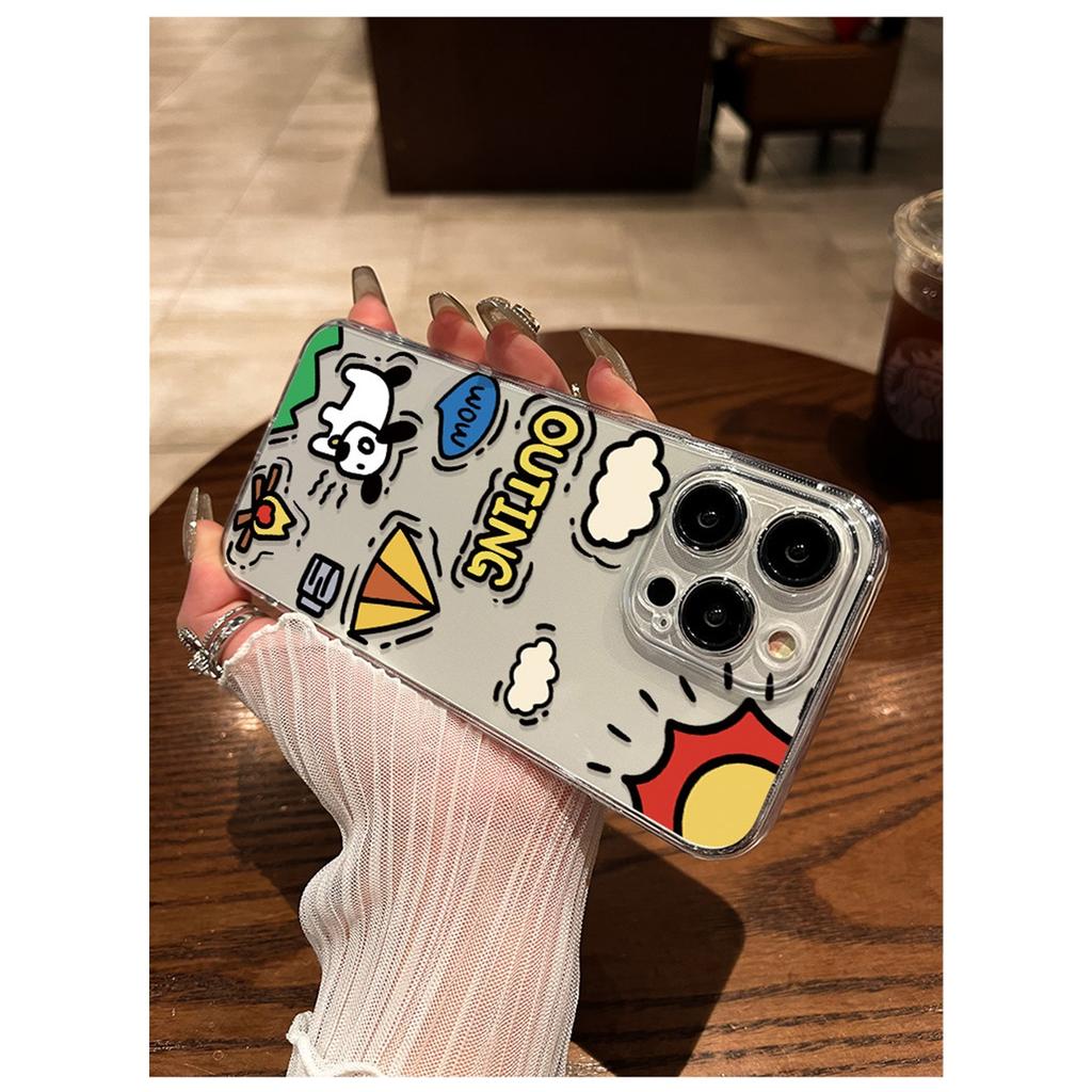 Cute Graffiti Doodle TPU Phone Case For IPhone 15 14 13 12 11 Pro Max X XR XS 8 7 Plus, Clear Shockproof Protective Cover