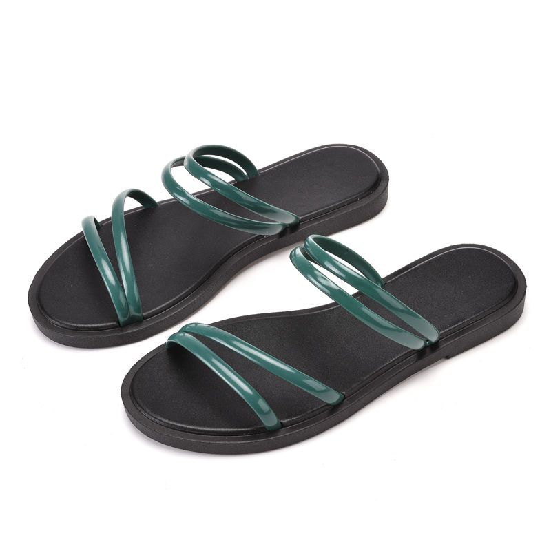 Sandals Junior Shoes For Women 2024 Open Toe Green Woman Slippers Flat Summer On Beach Slides Stylish But Cheap Footwear B