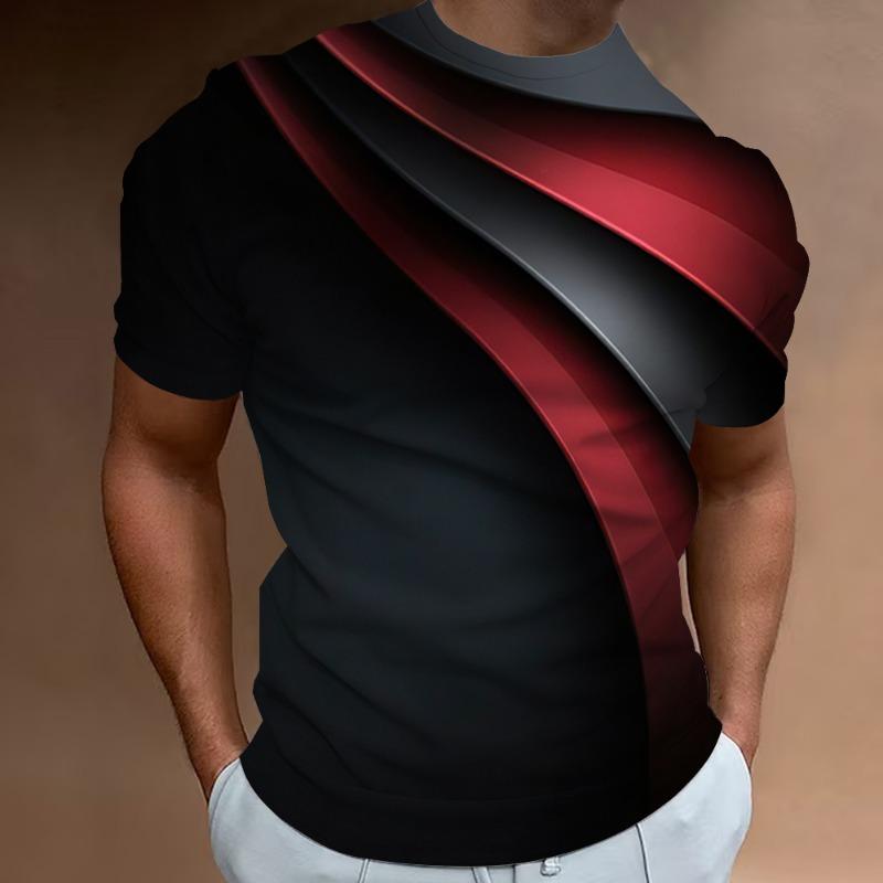 Modische T-Shirts für Herren mit 3D-Linien-Druck, Herrenbekleidung, Street-Designer, kurzärmelig, übergroße Top-T-Shirts, tägliche Freizeitsportbekleidung