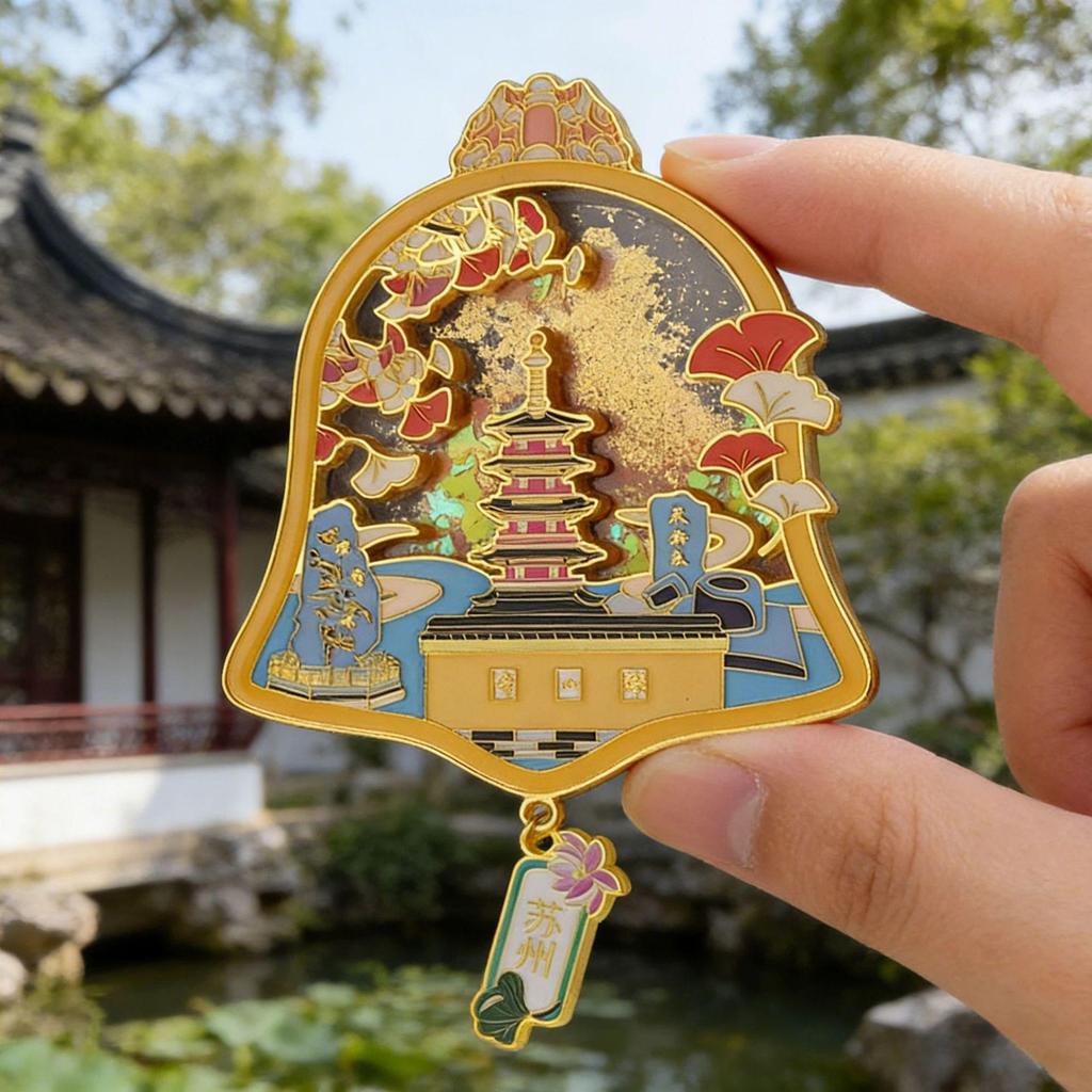 Humble and Lingering Garden Scenic Enamel Metal Magnet - Cultural Souvenir