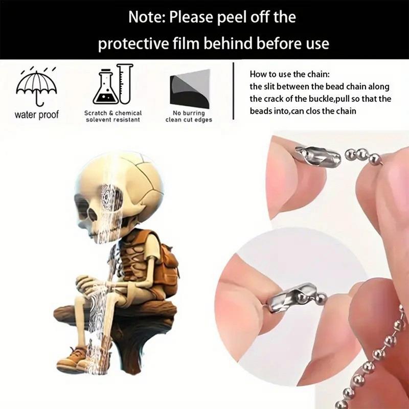 2D Acrylic Horrible Skeleton Figurine Skull Ornaments For Desk Halloween Car Rearview Mirror Decor Display Auto Pendant