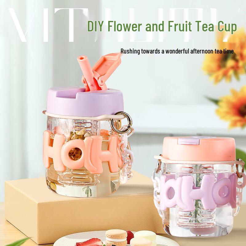 Aesthetic Glass Dual-Drink Straw Cup