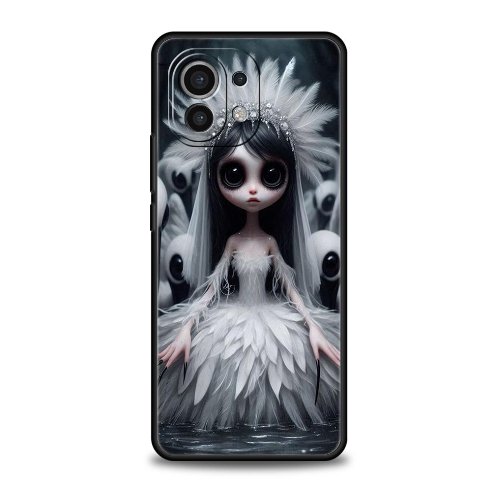 Phone Case Cover for Xiaomi Poco F7 F6 F5 F4 F3 X7 X6 X5 X4 X3 NFC M4 C51 C55 GT Pro Soft TPU Dark Cute Girl Doll Art Creative