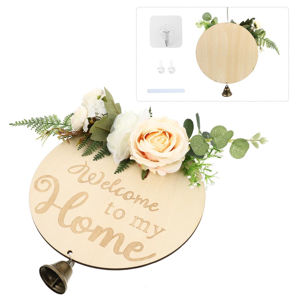 Farmhouse Sign Number Ornament Wooden Hanging Welcome Household Plaque Round Pendant
