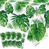 4 Pack Hawaii Palm Leaves Tablecloths Luau Party Disposable Hawaiian Table Cloth Tropical Palm Leaves Table Cover for Baby Shower Birthday Party