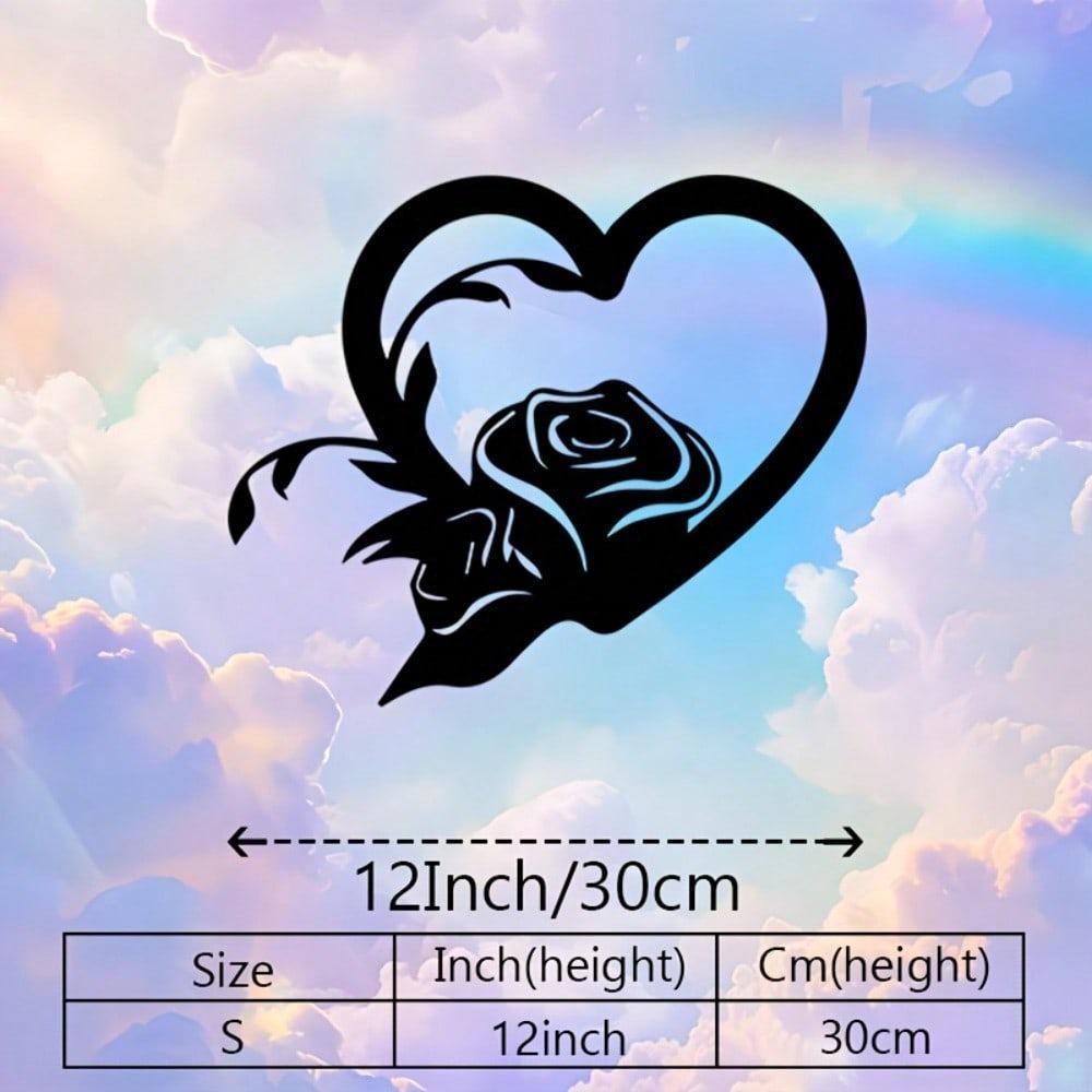 Iron Heart Rose Metal Wall Art Romantic Sculpture for Wedding Home Decor Anniversary Gift