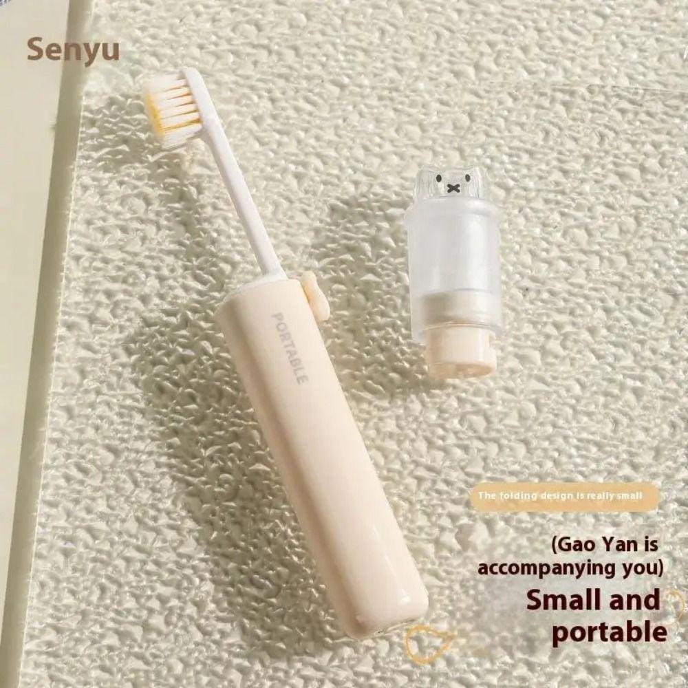 2Pcs Foldable 2 In1 Travel Toothbrush Soft-bristled with Toothpaste Box Mini Toothbrush Toothpaste Set Convenient Leak-proof