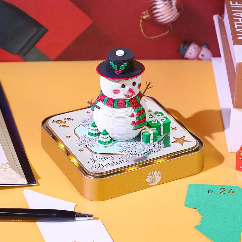 Time Piece Kalender 2026 Schreibtischkalender mit LED-Licht 3D Abreißkalender Papierschnitzkunst Notizblock Geschenk Weihnachten