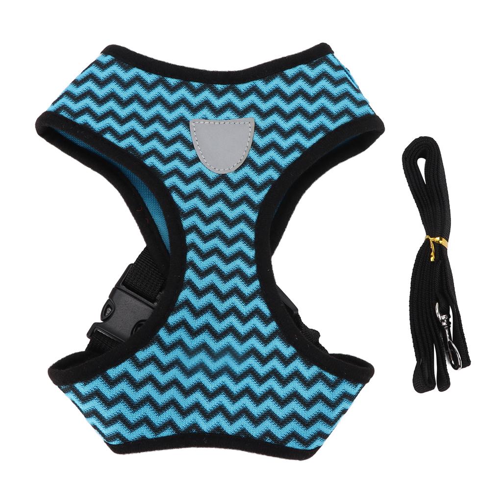 Pet Harness Reflective Pet General Harness with Traction Rope for Cats and Small and Medium Sized DogsBlue M