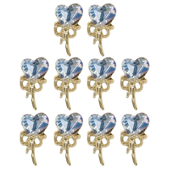 

Yousheng 10 шт./компл., подвеска для дизайна ногтей, золотой бант, 3D-сплав, роскошный, милый, сделай сам, однотонные стразы, украшение для ногтей в виде сердца, салон, домашнее использование D