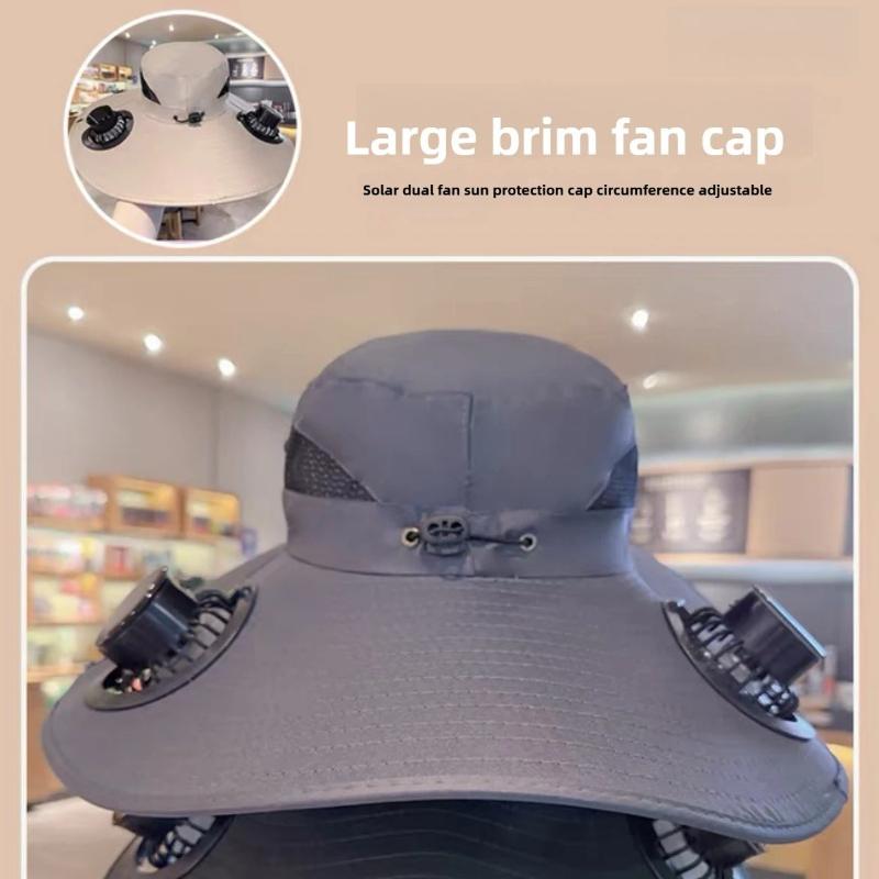 Quick Dry Bucket Hat with Solar Powered Fan USB Rechargeable Sun Hat for Outdoor Hiking Camping Fishing Large Size