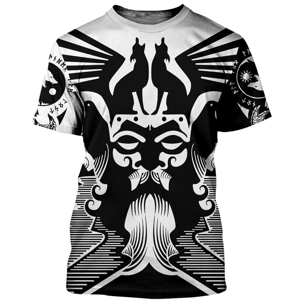 Neuestes Viking 3D-gedrucktes Harajuku Herren-T-Shirt Sommermode Outdoor-Straßenkleidung O-Ausschnitt Großes kurzärmliges Sportoberteil